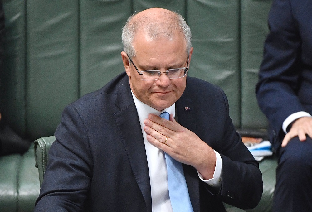 Australian Prime Minister Scott Morrison reacts during Question Time in the House of Representatives at Parliament House in Canberra, Australia, November 27, 2018. u00e2u20acu201d AAPMick Tsikasvia Reuters pic