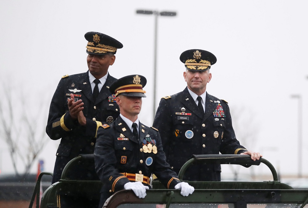 Outgoing Commander, General Vincent K. Brooks and Incoming Commander, General Robert B. Abrams inspect honour guards at the U.S. military base in Pyeongtaek, South Korea, November 8, 2018. u00e2u20acu201d Reuters pic