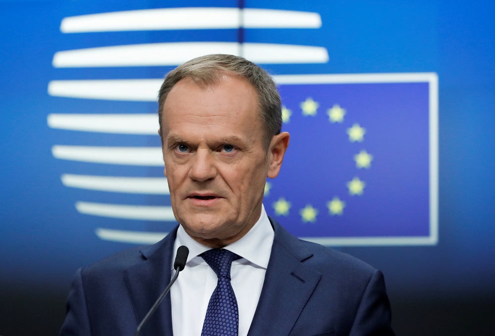 European Council President Donald Tusk attends a news conference after the extraordinary EU leaders summit to finalise and formalise the Brexit agreement in Brussels, Belgium November 25, 2018. u00e2u20acu201d Reuters pic