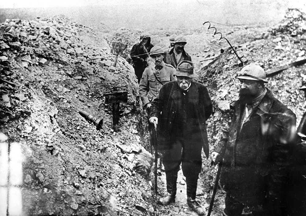 An undated file picture shows the head of French government Georges Clemenceau (centre), nicknamed the u00e2u20acu02dcTigeru00e2u20acu2122, visiting a trench on the French front during World War I. u00e2u20acu201d AFP pic