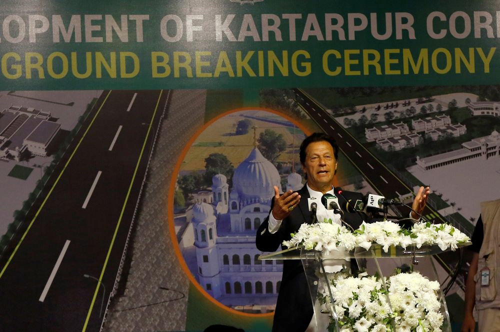 Pakistanu00e2u20acu2122s Prime Minister Imran Khan gestures as he speaks during the groundbreaking ceremony of the Kartarpur border corridor, which will officially open next year, in Pakistan November 28, 2018. u00e2u20acu201d Reuters pic