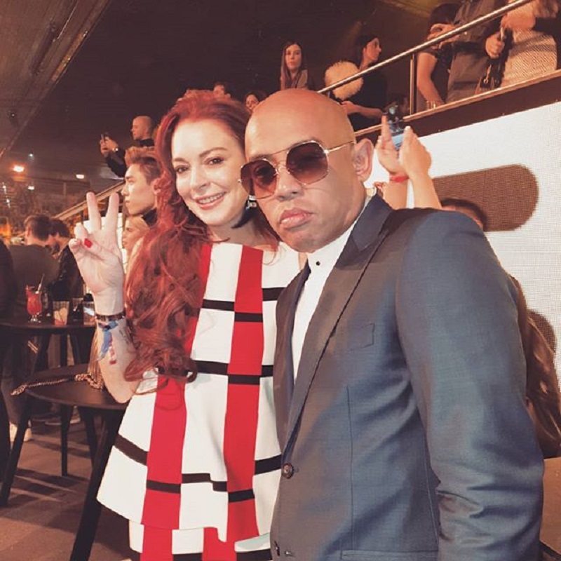 Joe Flizzow with American actress Lindsay Lohanat the MTV Europe Music Awards.  u00e2u20acu201d Picture via Instagram @flizzow