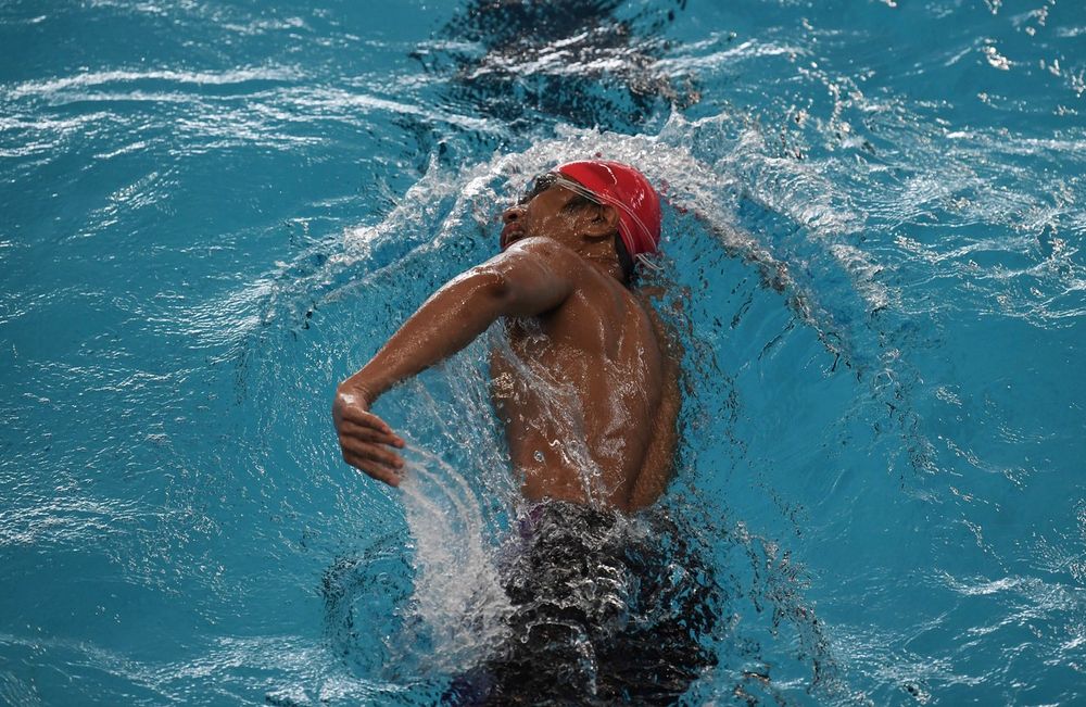 Sarawakian Julius Anak Jeranding in action at the 100m freestyle S12 at the 2018 Sukma at Tuanku Zara Aquatic Center, Ipoh, November 26, 2018. u00e2u20acu201d Bernama pic