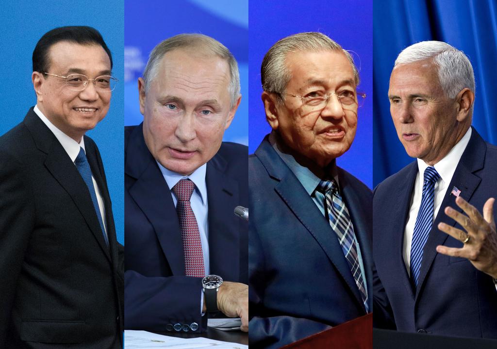 (From left) Chinese Premier Li Keqiang, Russian President Vladimir Putin, Malaysian Prime Minister Mahathir Mohamad and US Vice-President Mike Pence will be making state and official visits to Singapore. u00e2u20acu201d TODAY pic