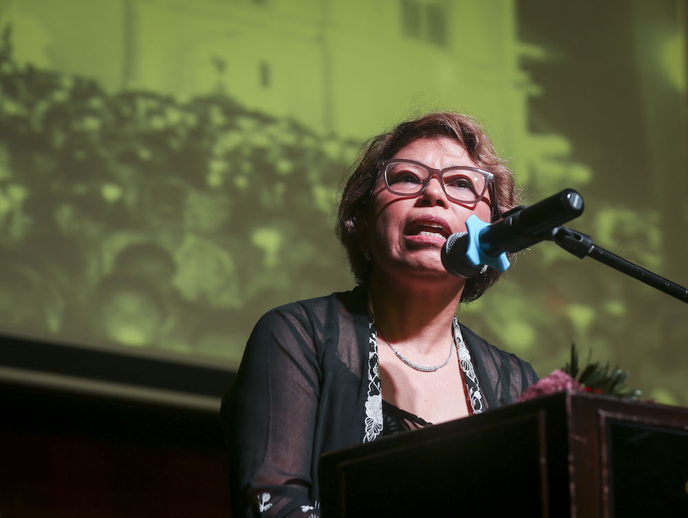 Tan Sri Rebecca Fatima Sta Maria said having a mandatory quota for women may result in tokenism, stressing that having a target was better to ensure that competence would be the priority. u00e2u20acu201d Picture by Firdaus Latif