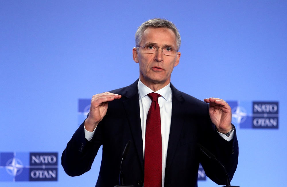Nato Secretary-General Jens Stoltenberg holds a news conference after a meeting with the ambassadors at the Alliance headquarters in Brussels, Belgium, November 26, 2018. u00e2u20acu201d Reuters pic