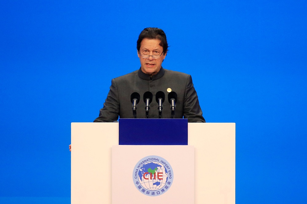 Pakistani Prime Minister Imran Khan speaks at the opening ceremony for the first China International Import Expo (CIIE) in Shanghai, China November 5, 2018. u00e2u20acu201d Reuters pic 