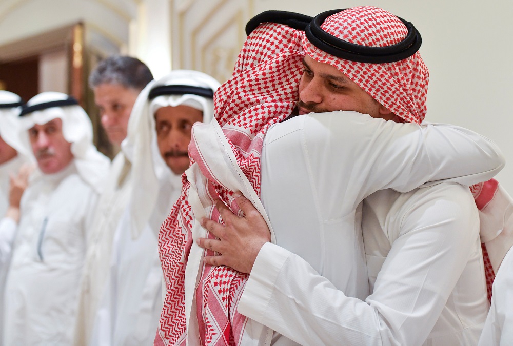 Salah Khashoggi, son of Saudi journalist Jamal Khashoggi, receives a mourner offering condolences in Jeddah, Saudi Arabia November 16, 2018. u00e2u20acu201d Reuters pic 