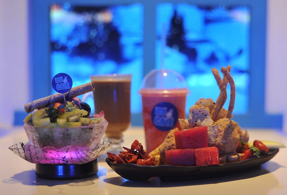 Ice cream desserts are served in ice-bowls at Ice Cafe on Victoria Street. — Bernama pic 