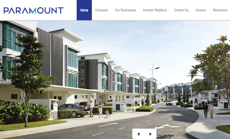 Screengrab of the Paramount Corporation Bhd website www.pcb.my.