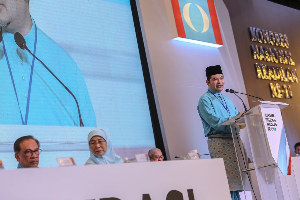 PKRu00e2u20acu2122s Rafizi Ramli speaks at the 13th PKR National Congress in Shah Alam November 18, 2018. u00e2u20acu2022 Picture by Hari Anggara