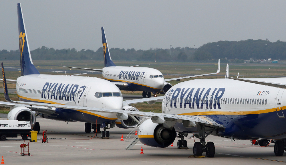 A Ryanair airplane taxis past two parked aircraft at Weeze Airport, near the German-Dutch border, during a strike of Ryanair airline crews in Weeze September 12, 2018. u00e2u20acu201d Reuters pic