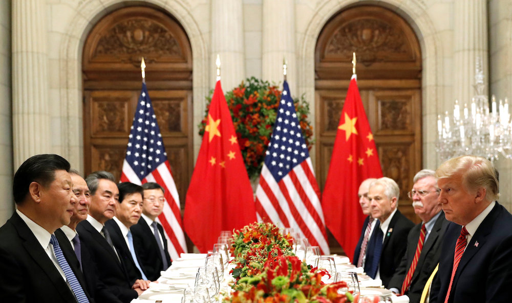 US President Donald Trump, US Secretary of State Mike Pompeo, US President Donald Trumpu00e2u20acu2122s national security adviser John Bolton and Chinese President Xi Jinping attend a working dinner in Buenos Aires December 1, 2018. u00e2u20acu201d Reuters pic