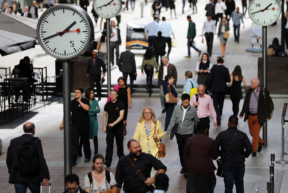 People walk through the financial district of Canary Wharf, London 28 September 2017. u00e2u20acu201d Reuters pic