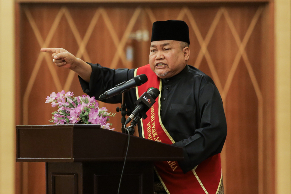 Perkasa president Datuk Ibrahim Ali gives a speech during the 9th Perkasa Annual General Assembly in Kuala Lumpur December 2, 2018. u00e2u20acu201d Picture by Hari Anggara