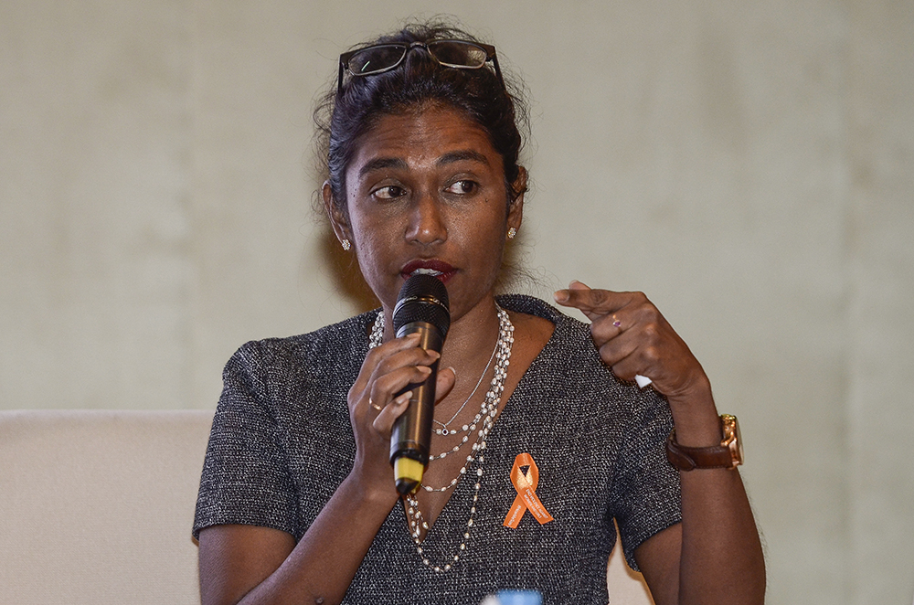 Executive director of Woman Aid Organisation, Sumitra Visvanathan speaks during a forum on eliminating sexual harrasment in Putrajaya December 7, 2018. u00e2u20acu201d Picture by Miera Zulyana