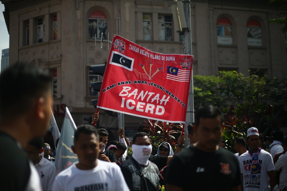 Protesters gathered near the Sogo Shopping Complex during the anti-ICERD rally in Kuala Lumpur December 08,2018. u00e2u20acu201d  Picture by Ahmad Zamzahuri