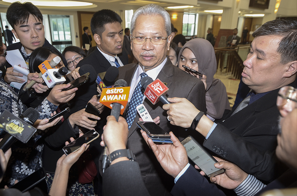 Ketereh MP Tan Sri Annuar Musa speaks to reporters in Parliament on December 11, 2018. u00e2u20acu201d Picture by Miera Zulyana