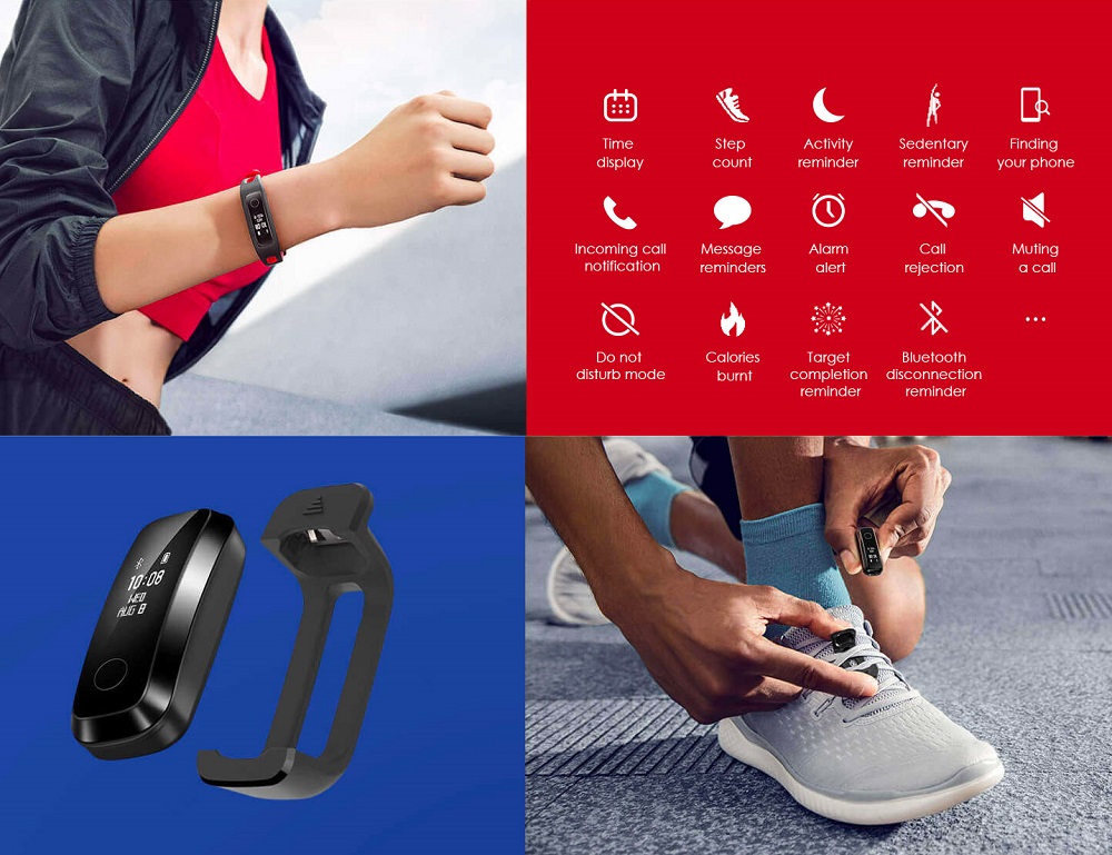 The Honor Band 4 Running Edition can be used like a fitness band on your wrist or as an attached to your shoe for foot mode. — Picture courtesy of Honor via SoyaCincau