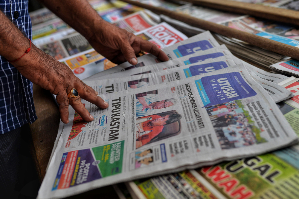 Copies of the Utusan Malaysia newspaper at a stall in Sungai Besi, Kuala Lumpur December 22, 2018. u00e2u20acu201d Picture by Shafwan Zaidon
