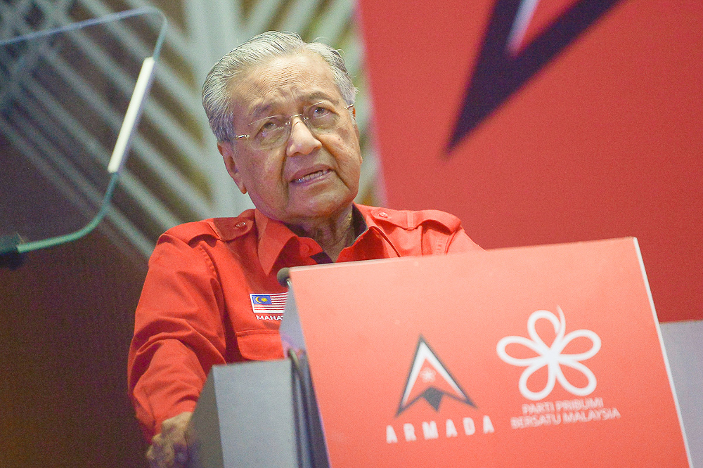 Parti Pribumi Bersatu Malaysia chairman Tun Dr Mahathir Mohamad speaks during their first annual general meeting in Putrajaya December 29, 2018. u00e2u20acu2022 Picture by Mukhriz Hazim
