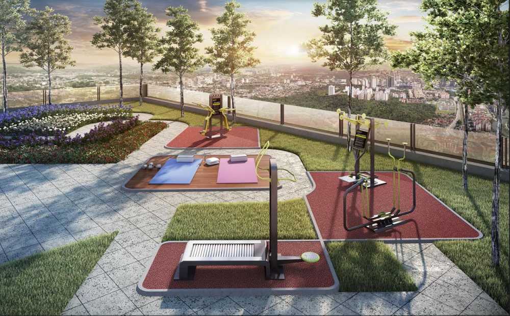 The garden exercise area and yoga deck offer amazing views.