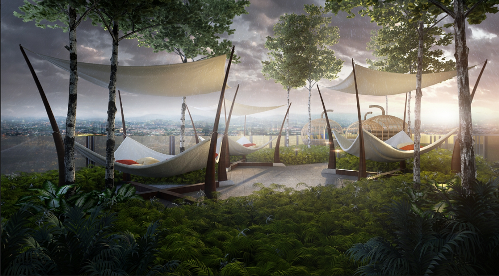 The hammock area for residents to relax in.