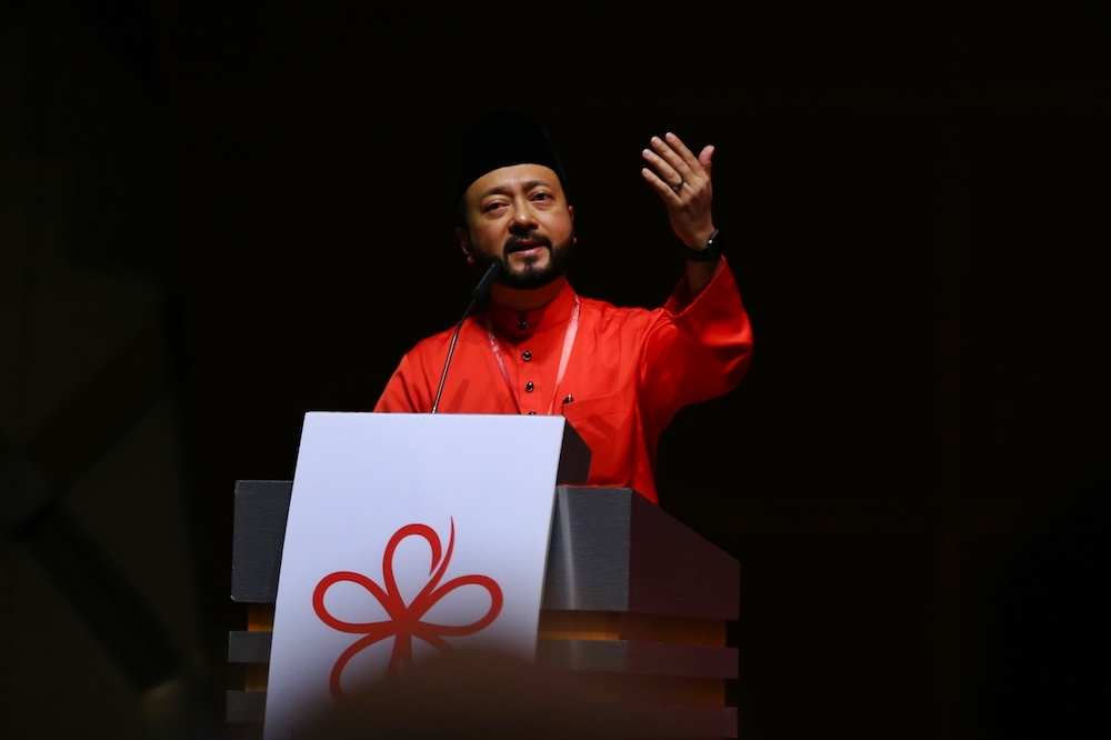 PPBM vice president Datuk Seri Mukhriz Mahathir speaks at the partyu00e2u20acu2122s second annual grand meeting in Putrajaya December 30,2018. u00e2u20acu201d Picture by Ahmad Zamzahuri