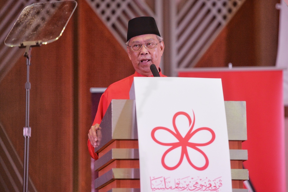 Parti Pribumi Bersatu Malaysia president, Tan Sri Muhyiddin Yassin delivers his speech at Putrajaya International Convention Centre in Putrajaya December 28, 2018 u00e2u20acu201d Picture by Shafwan Zaidon 