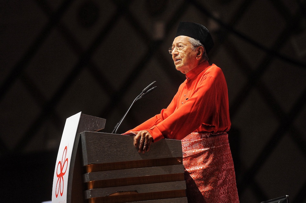 Parti Pribumi Bersatu Malaysia chairman Tun Dr Mahathir Mohamad speaks during thei party's second annual grand meeting in Putrajaya December 30, 2018. u00e2u20acu2022 Picture by Shafwan Zaidon