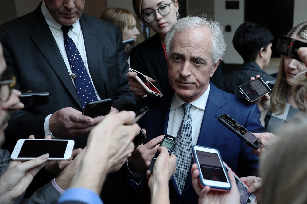 US Senator Bob Corker (R-TN) speaks to reporters after attending a closed-door briefing on the death of the journalist Jamal Khashoggi by Central Intelligence Agency director Gina Haspel in Washington, December 4, 2018. u00e2u20acu201d Reuters pic