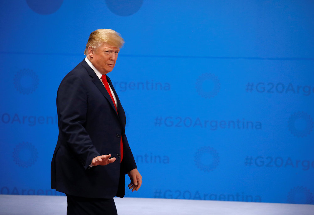 US President Donaldu00c2u00a0Trumpu00c2u00a0arrives for the G20 leaders summit in Buenos Aires, Argentina November 30, 2018. u00e2u20acu201d Reuters picn