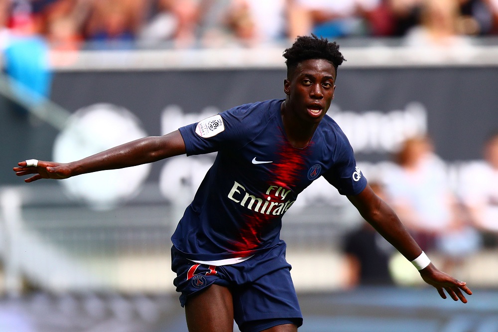Paris Saint-Germainu00e2u20acu2122s Timothy Weah celebrates scoring their first goal against Bayern Munich during the International Champions Cup in Klagenfurt, Austria July 21, 2018. u00e2u20acu201d Reuters pic             