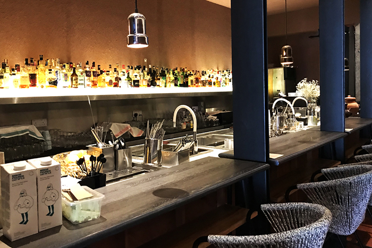 Whether this bar serves coffee or cocktails depends on whether it’s day or night