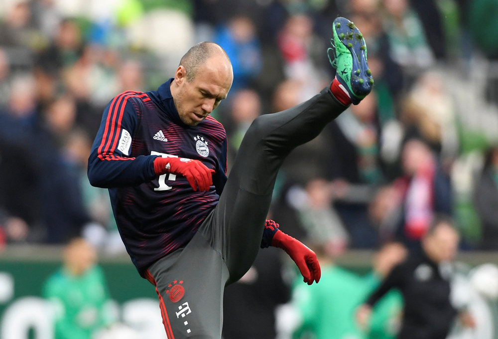 Bayern Munich's Arjen Robben warming up before the Bundesliga match with Werder Bremen at Bremen December 1, 2018. u00e2u20acu201d Reuters pic