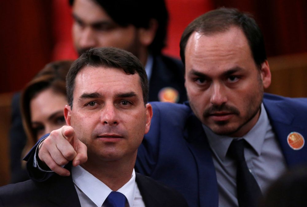 Flavio Bolsonaro (left) and Carlos Bolsonaro, sons of Jair Bolsonaro (not pictured) are seen in the recent presidential election in Brasilia, Brazil December 10, 2018. u00e2u20acu201d Reuters pic