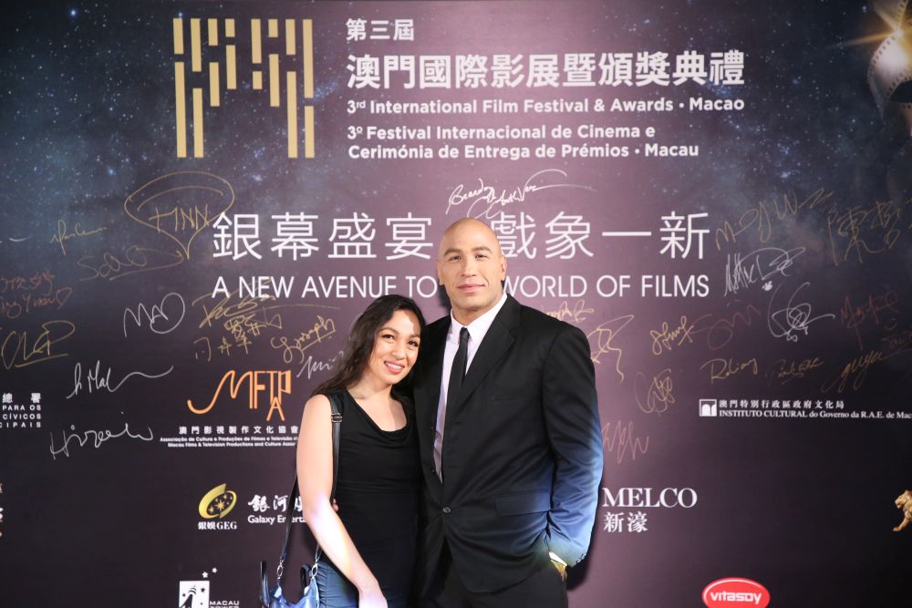 Brandon Vera, one of the stars of ‘BuyBust,’ with wife Jessica Craven on the International Film Festival & Awards Macao (IFFAM) red carpet at the opening ceremony last week. ― Picture via IFFAM