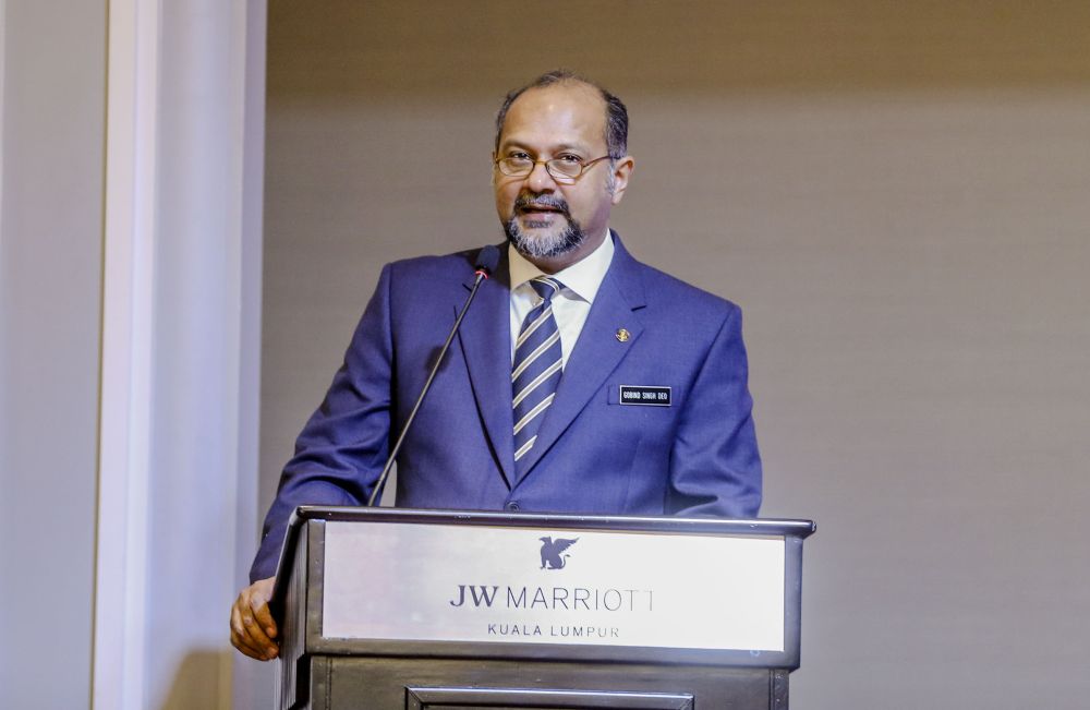 Communications and Multimedia Minister Gobind Singh Deo speaks at the National Cyber-security Strategy Development conference in Kuala Lumpur December 3, 2018. u00e2u20acu2022 Picture by Firdaus Latif