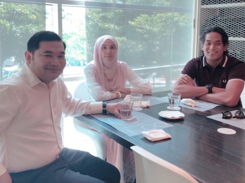 Khairy is pictured with Nurul Izzah Anwar and Rafizi Ramli during lunch in Bangsar today. — Picture via Instagram