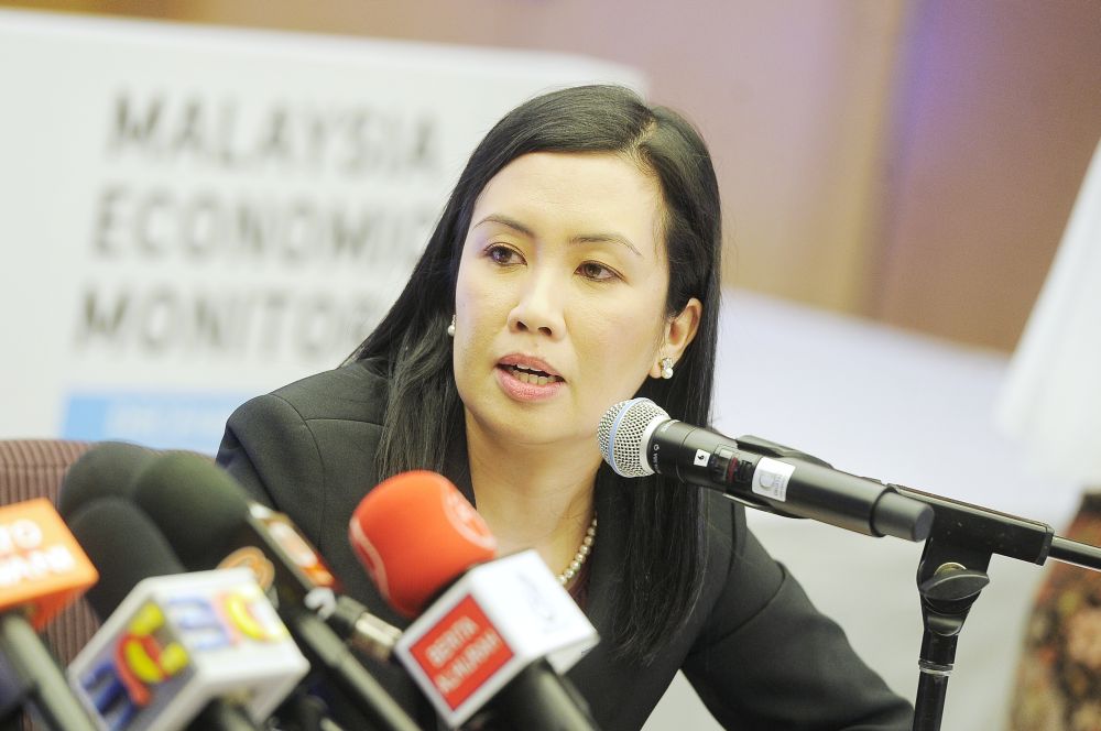 World Bank Group economist Shakira Teh Sharifuddin speaks during the launch of the 19th edition of u00e2u20acu02dcMalaysia Economic Monitor: Realising Human Potentialu00e2u20acu2122 report at Bank Negara. u00e2u20acu2022 Picture by Shafwan Zaidon