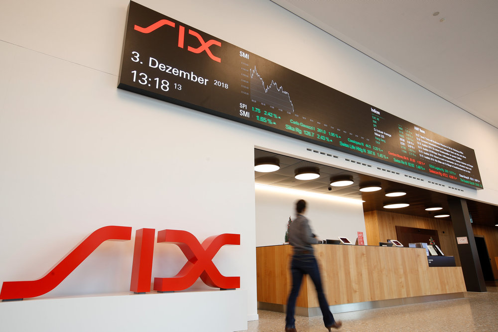The logo Swiss stock exchange operator SIX Group is seen at the entrance hall of the stock exchange in Zurich, Switzerland December 3, 2018. u00e2u20acu201d Reuters pic