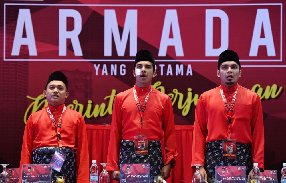 Armada youth wing chief Syed Saddiq Abdul Rahman (centre) at its first annual general meeting this morning, December 29, 2018. u00e2u20acu2022 Bernama pic