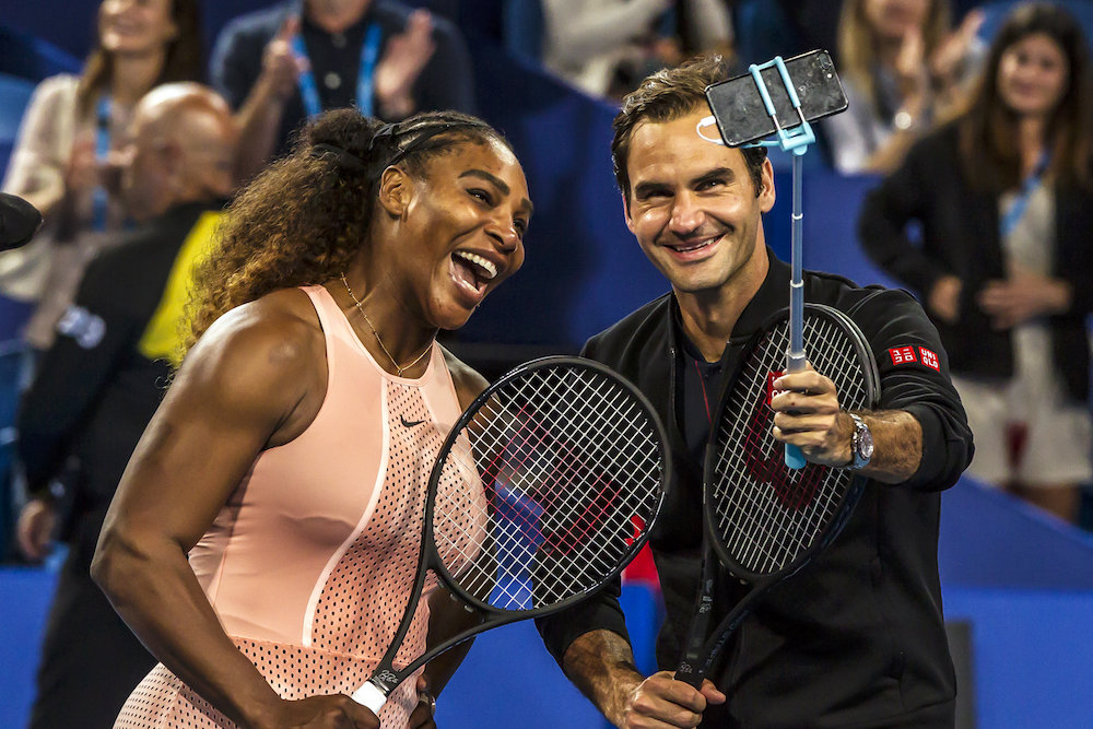 Serena Williams and Roger Federer take a selfie following their mixed doubles match on day four of the Hopman Cup tennis tournament in Perth January 1, 2019. u00e2u20acu201d AFP pic
