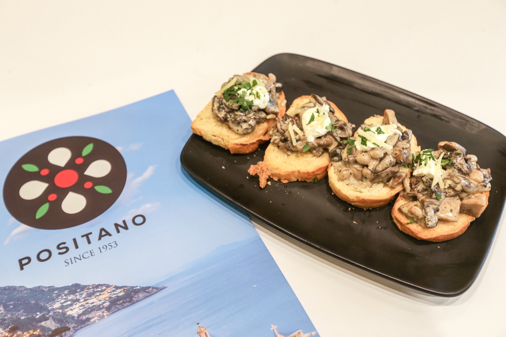 Bruschetta Alla Funghi is a great way to start off your meal.