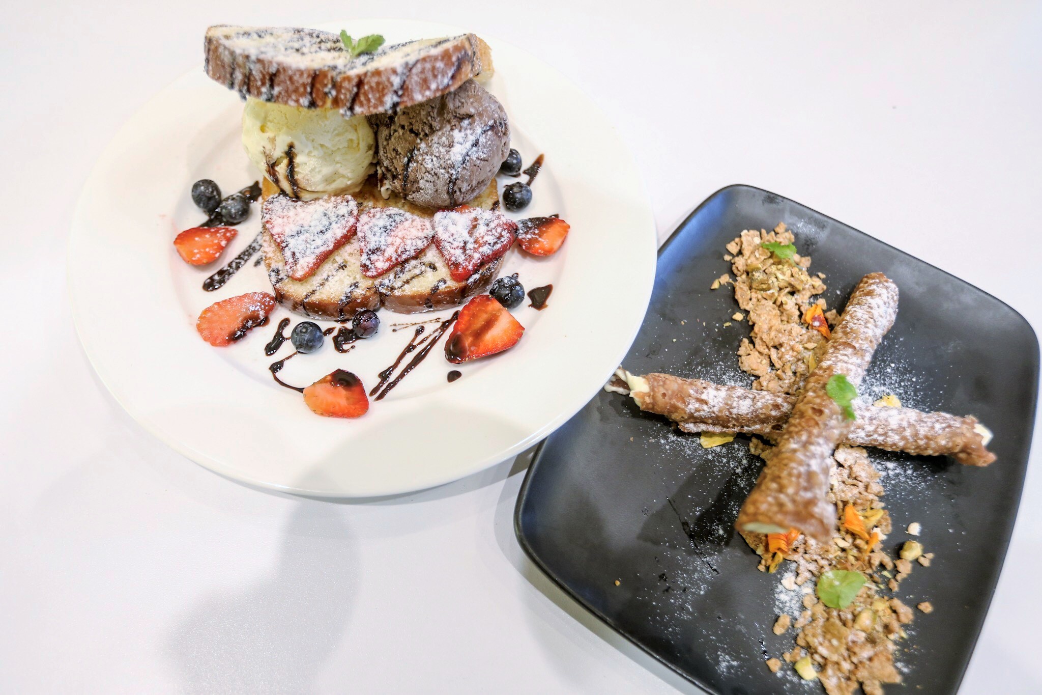 Positano Signature Ice Cream Brioche and Vanilla Cannoli... perfect sweet endings.