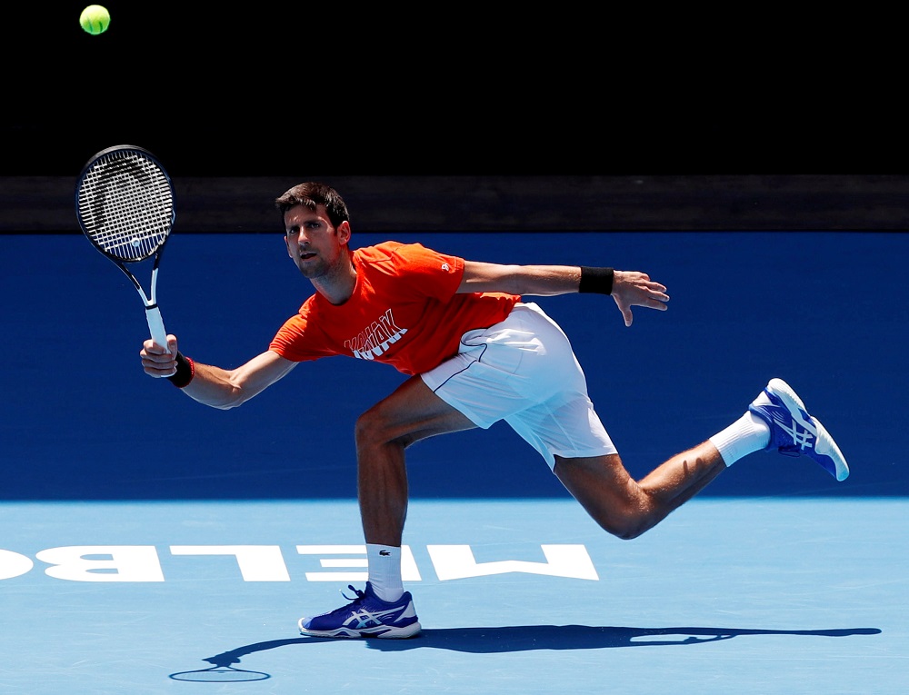 Novak Djokovic at a practice match against Andy Murray in Melbourne January 10, 2019. u00e2u20acu201d Reuters pic