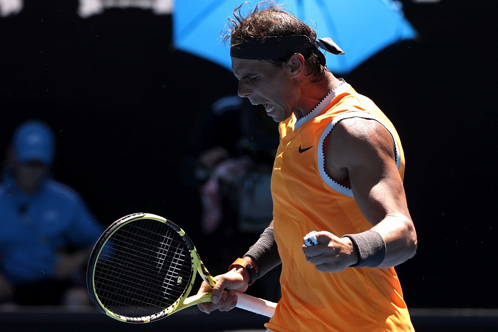 Rafael Nadal celebrates winning the match against James Duckworth in Melbourne January 14, 2019. u00e2u20acu201d Reuters pic
