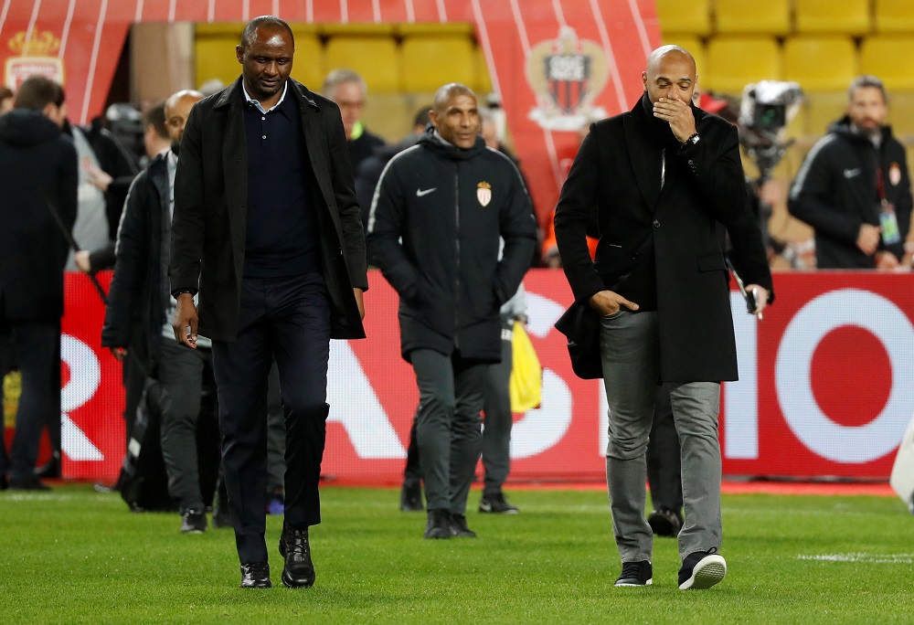AS Monaco coach Thierry Henry and Nice coach Patrick Vieira before the match at Stade Louis II in Monaco January 16, 2019. u00e2u20acu201d Reuters pic