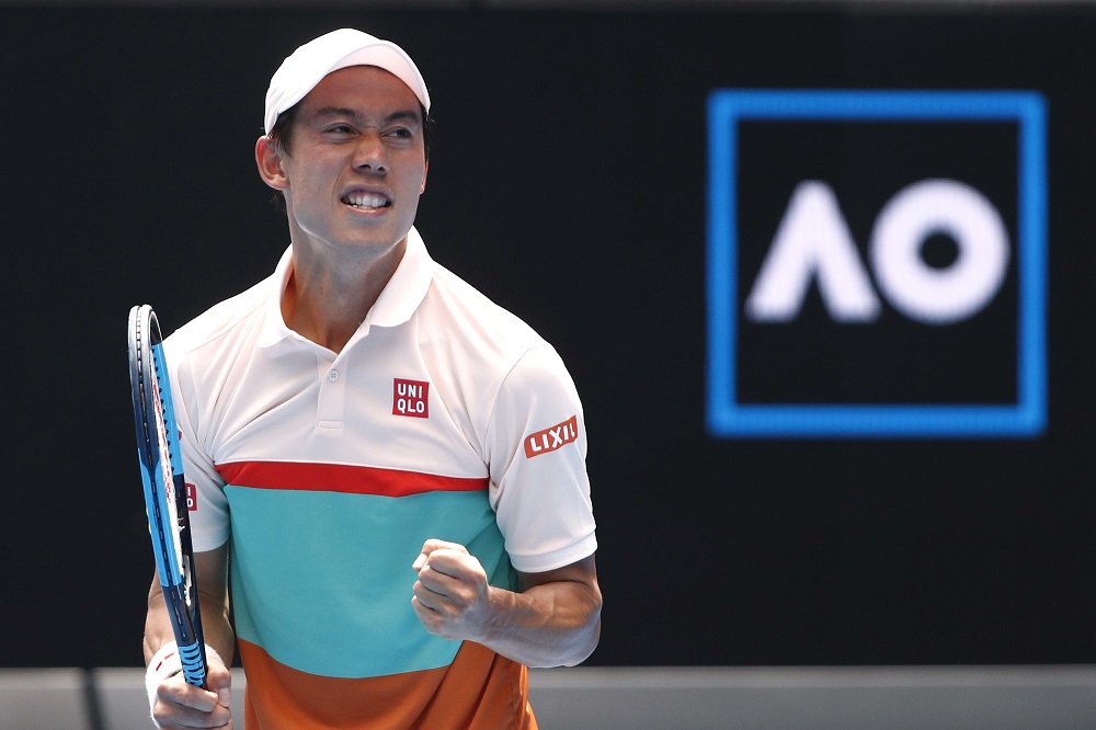 Kei Nishikori celebrates winning the match against Ivo Karlovic in Melbourne January 17, 2019. u00e2u20acu201d Reuters pic