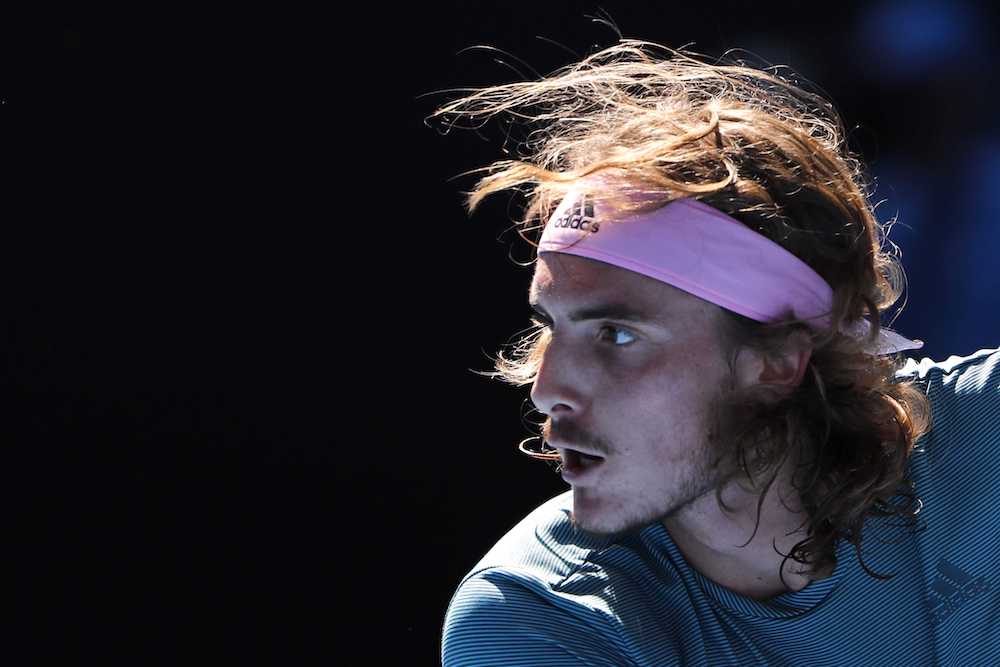 Greeceu00e2u20acu2122s Stefanos Tsitsipas in action with Spainu00e2u20acu2122s Roberto Bautista Agut during the Australian Open quarter-final match in Melbourne January 22, 2019. u00e2u20acu201d Reuters pic